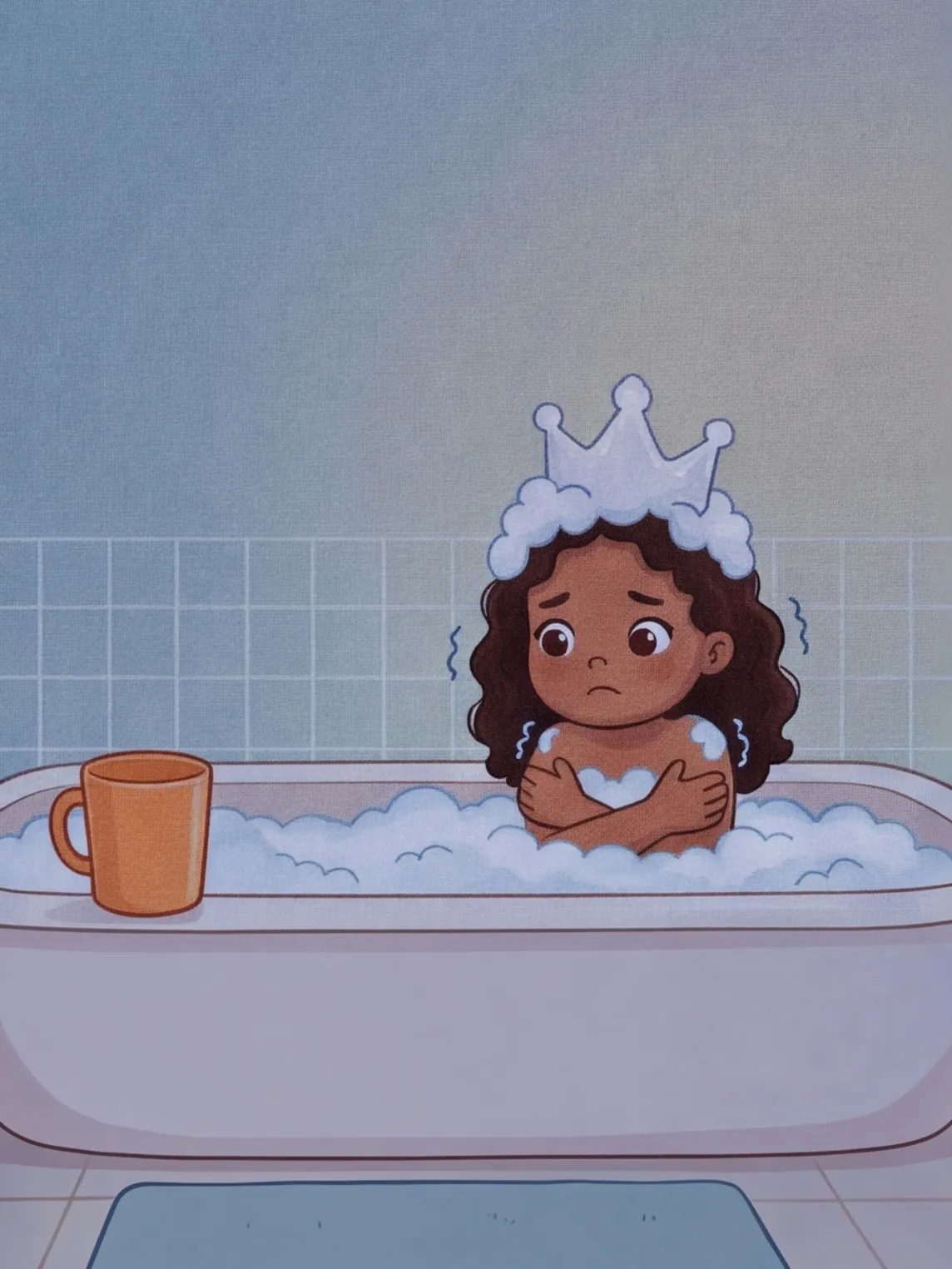 Juli fröstelt in der Wanne, die Schaumkrone sinkt zusammen