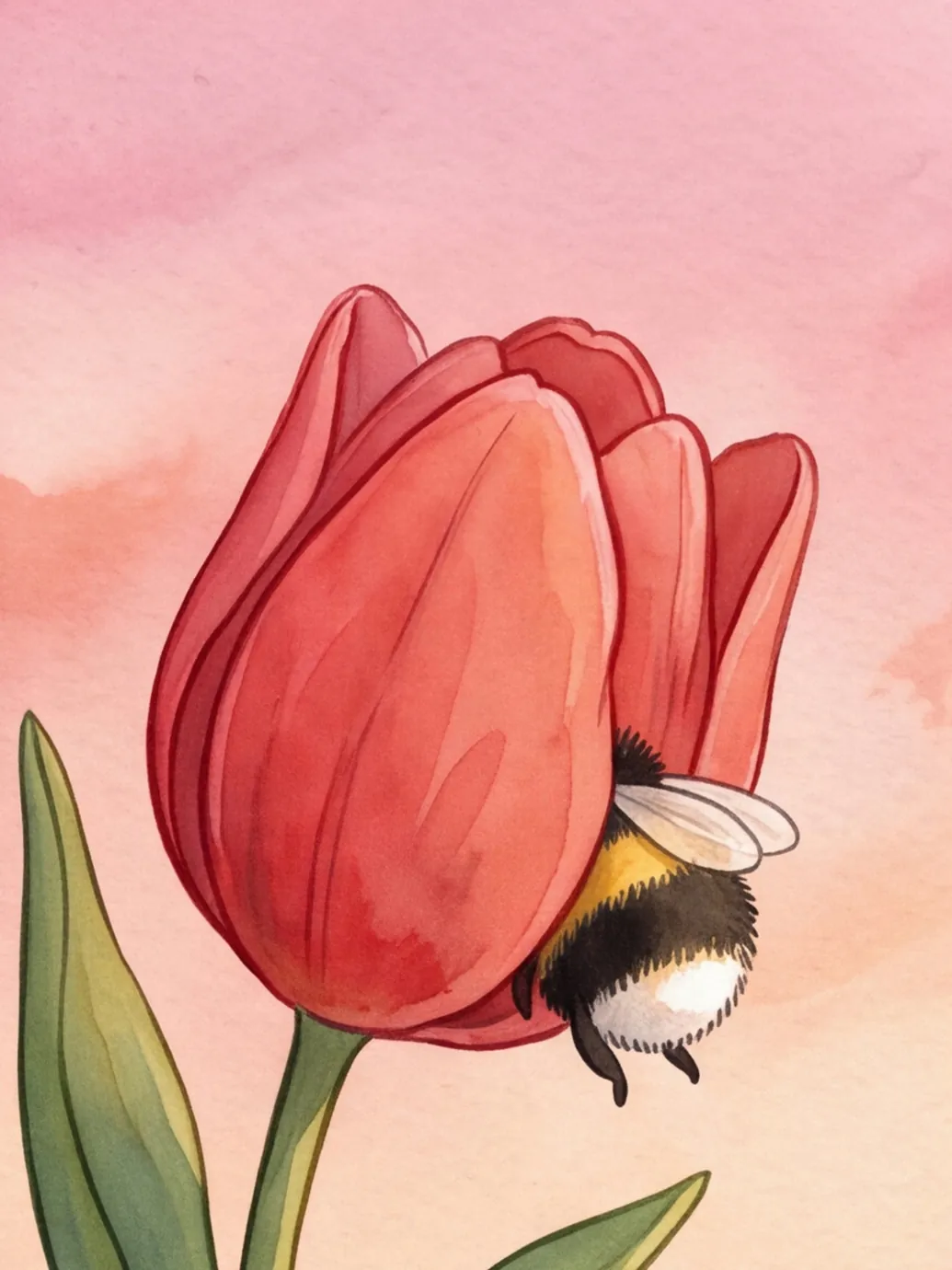 Die Tulpe schließt sich, nur noch Hannis gestreifter Po guckt heraus