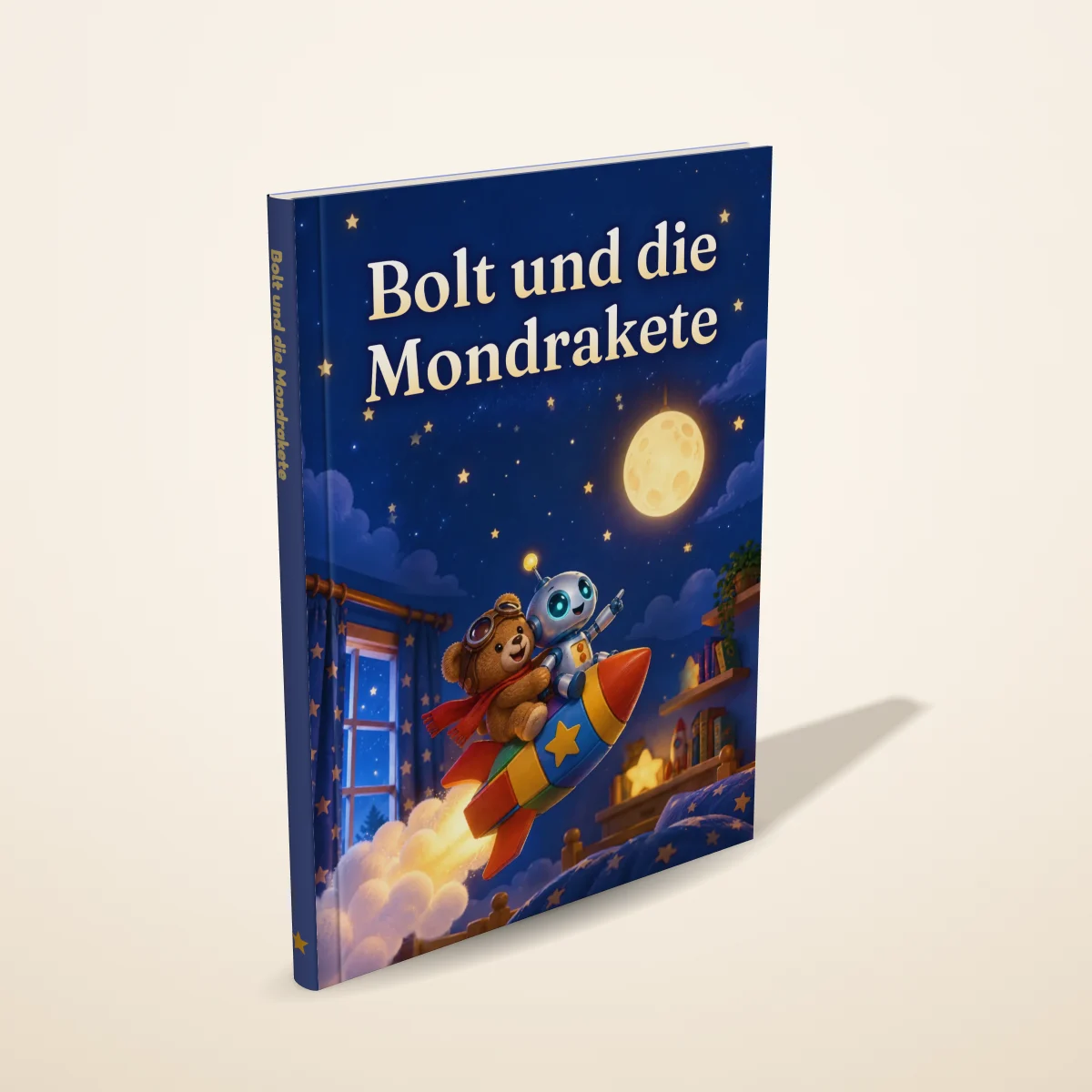 „Bolt und die Mondrakete“ als gedrucktes Hardcover-Bilderbuch