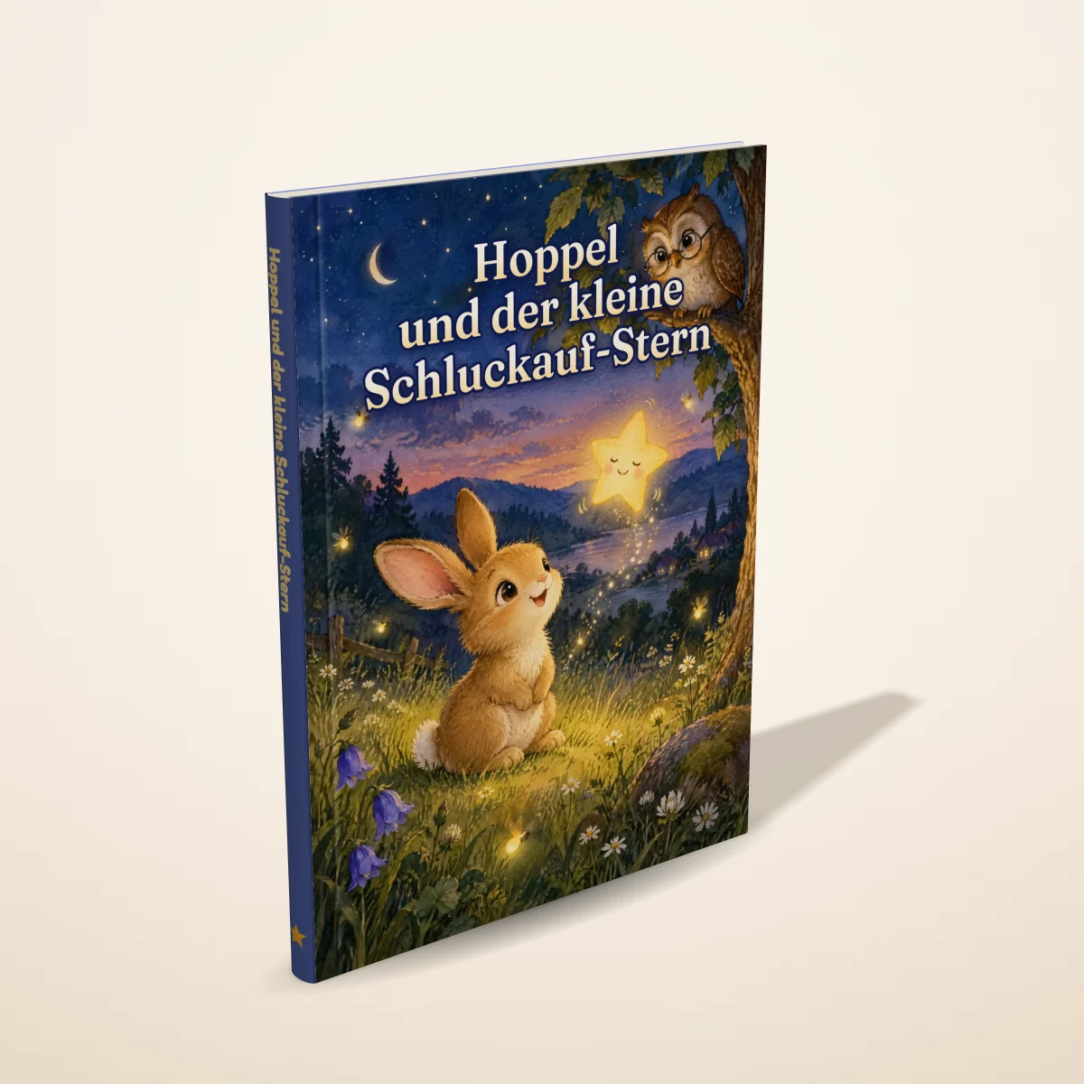 „Hoppel und der kleine Schluckauf-Stern“ als gedrucktes Hardcover-Bilderbuch