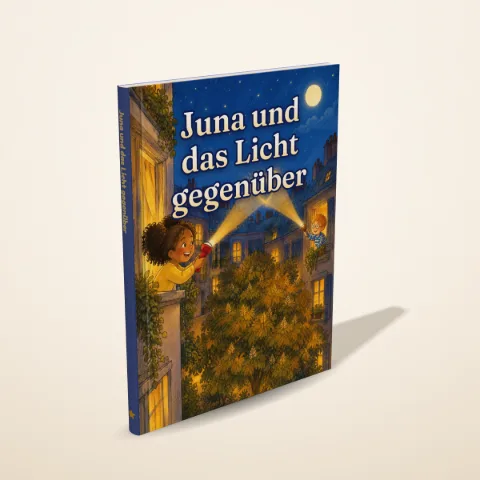 „Juna und das Licht gegenüber“ als gedrucktes Hardcover-Bilderbuch