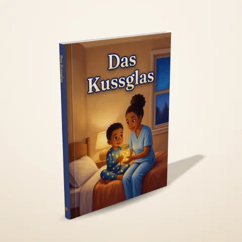 „Das Kussglas“ als gedrucktes Hardcover-Bilderbuch