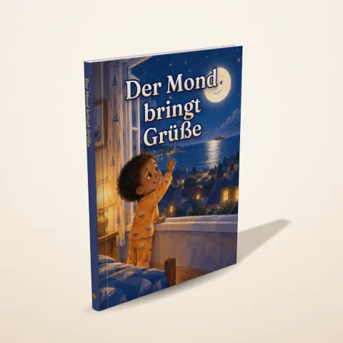 „Der Mond bringt Grüße“ als gedrucktes Hardcover-Bilderbuch