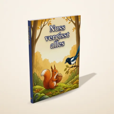 „Nuss vergisst alles“ als gedrucktes Hardcover-Bilderbuch