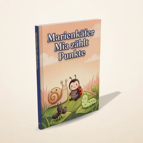 „Marienkäfer Mia zählt Punkte“ als gedrucktes Hardcover-Bilderbuch
