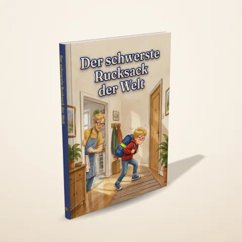 „Der schwerste Rucksack der Welt“ als gedrucktes Hardcover-Bilderbuch