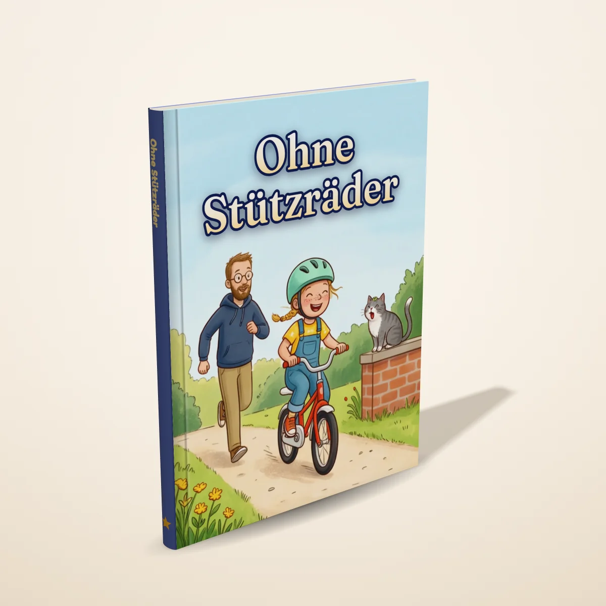 „Ohne Stützräder“ als gedrucktes Hardcover-Bilderbuch