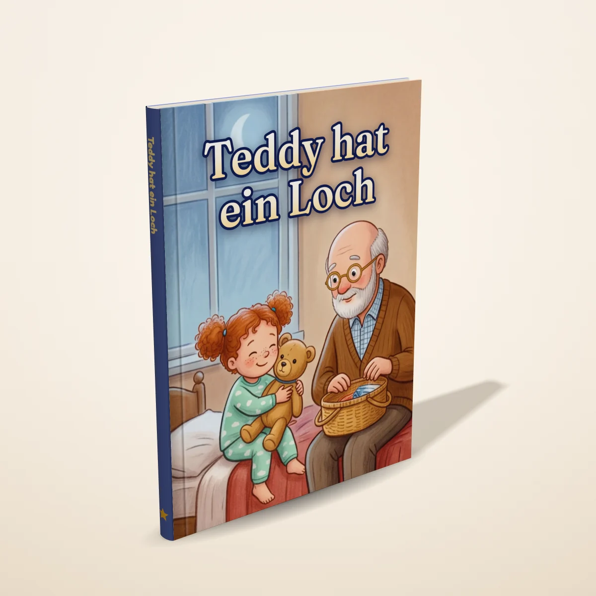 „Teddy hat ein Loch“ als gedrucktes Hardcover-Bilderbuch