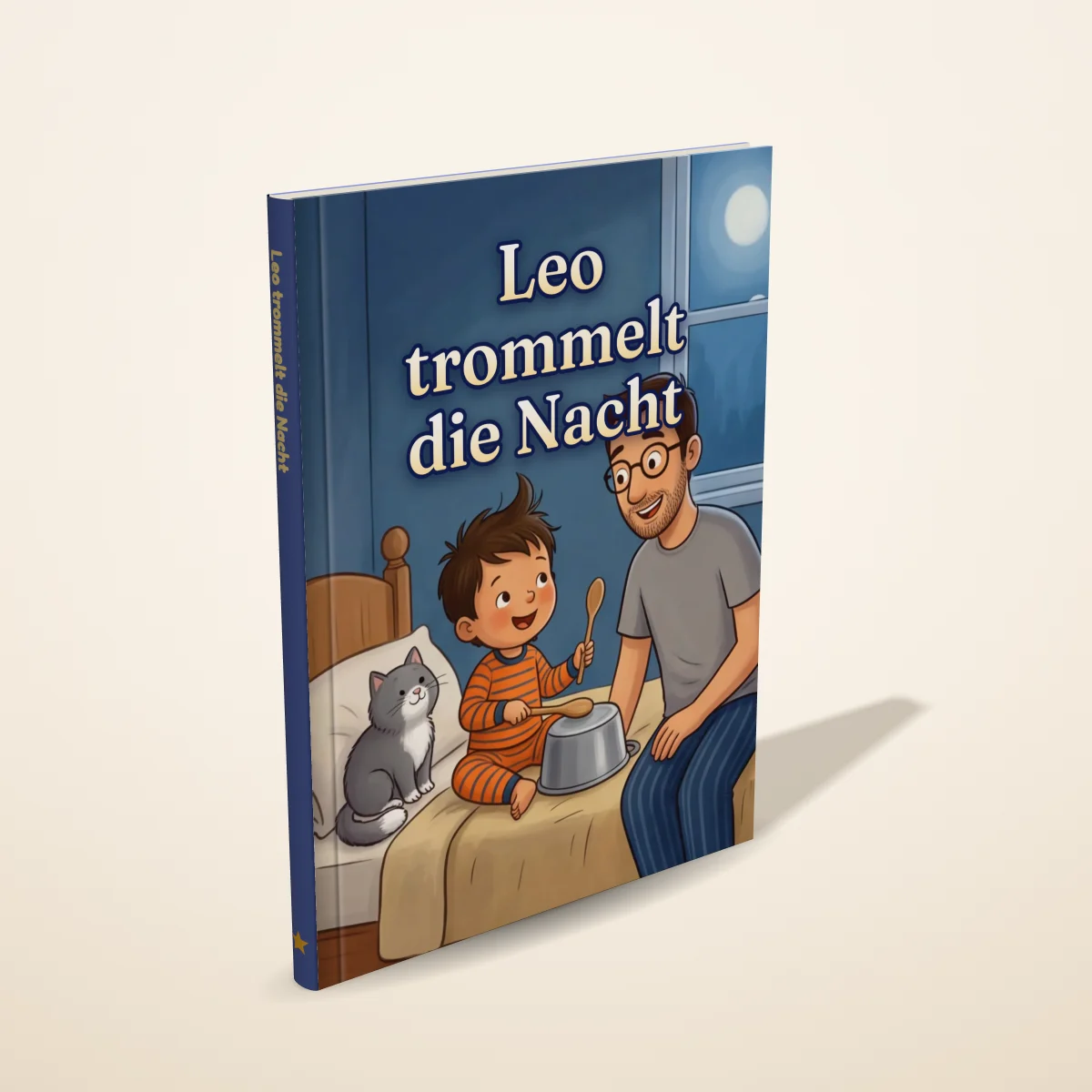 „Leo trommelt die Nacht“ als gedrucktes Hardcover-Bilderbuch