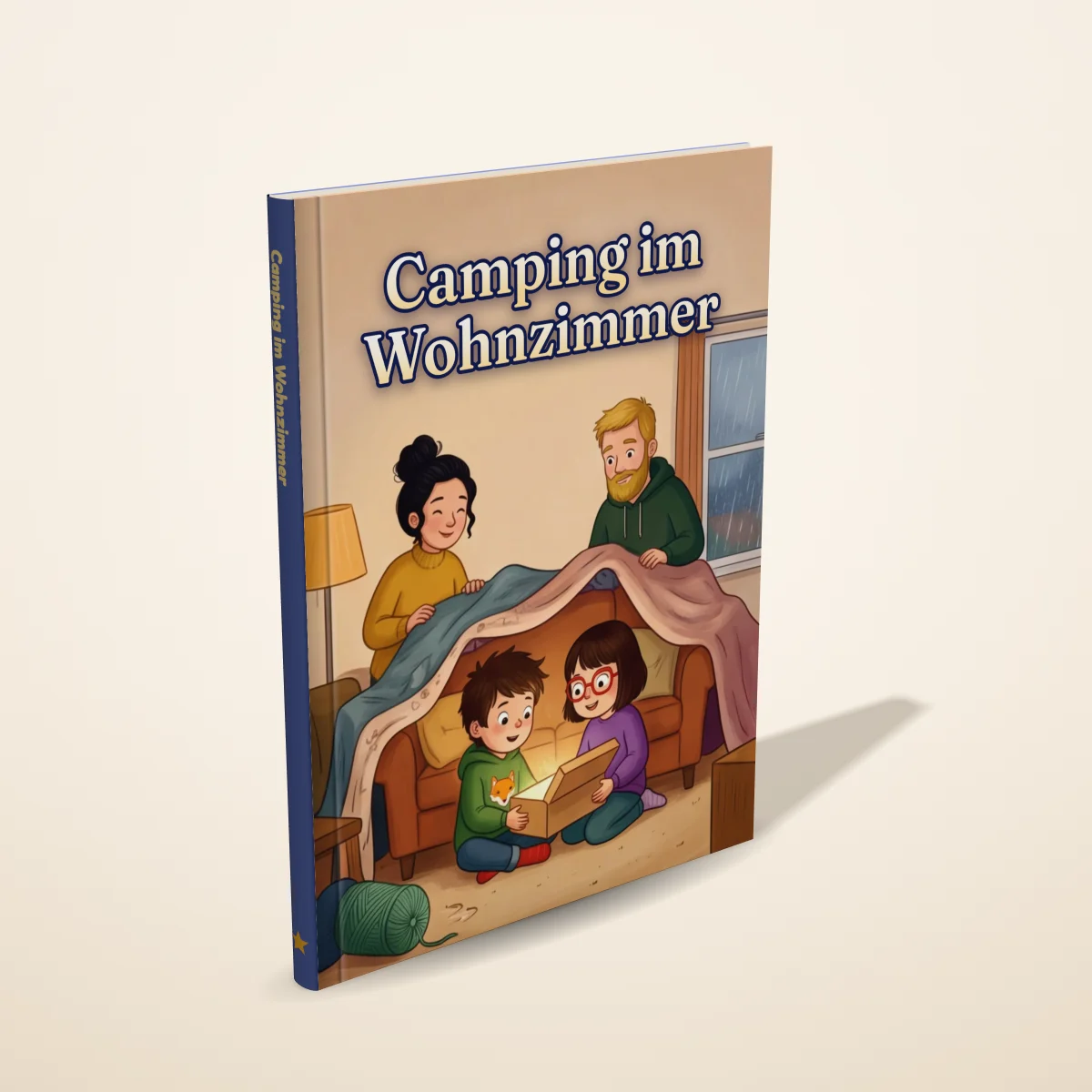 „Camping im Wohnzimmer“ als gedrucktes Hardcover-Bilderbuch